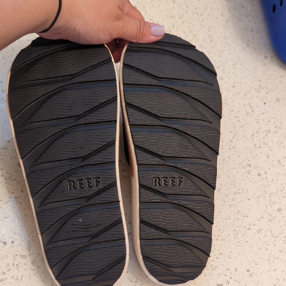 Reef Black Strap Slide Sandals with Brown Footbed - Picture 3 of 3